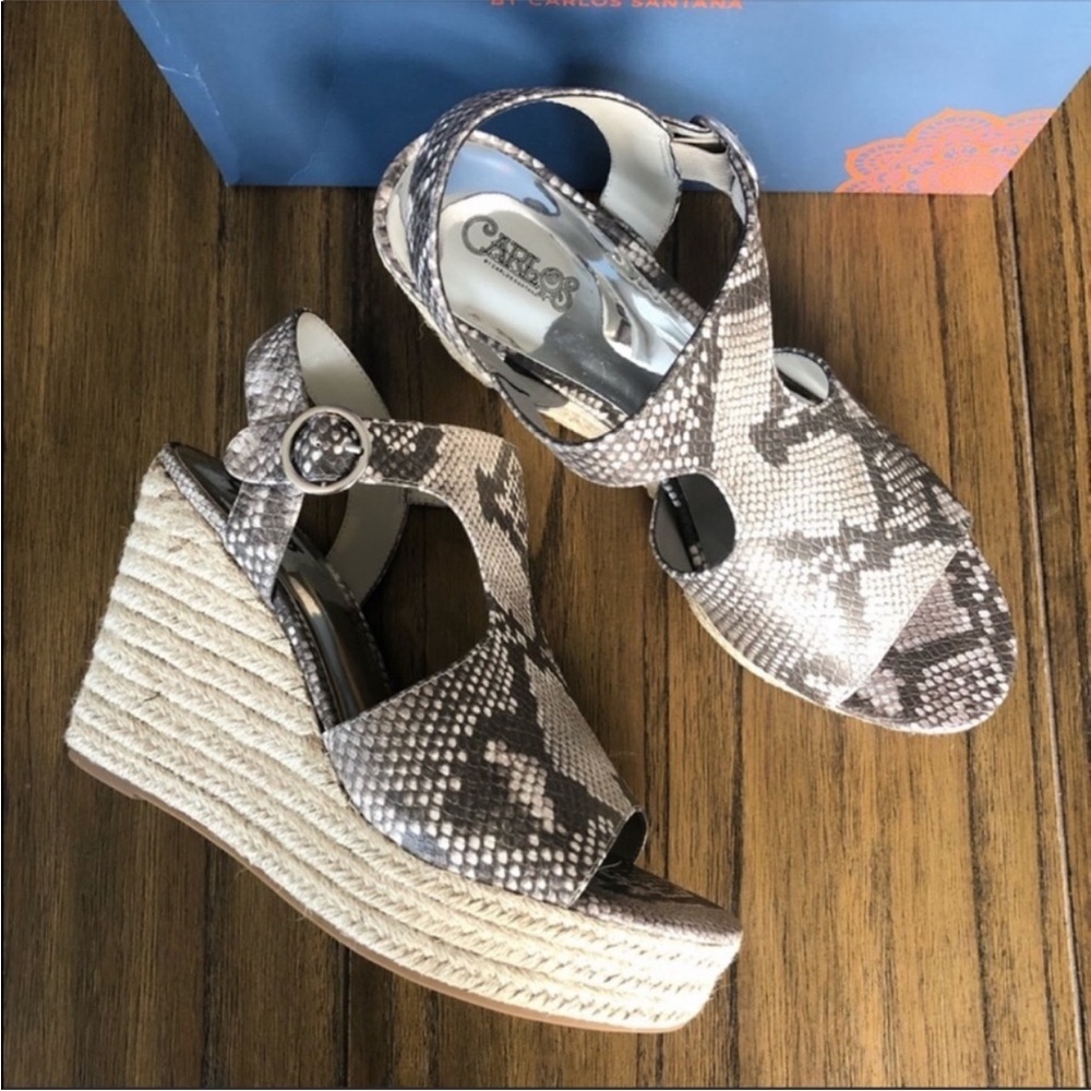 Carlos Santana snakeskin espadrille Wedge sandals